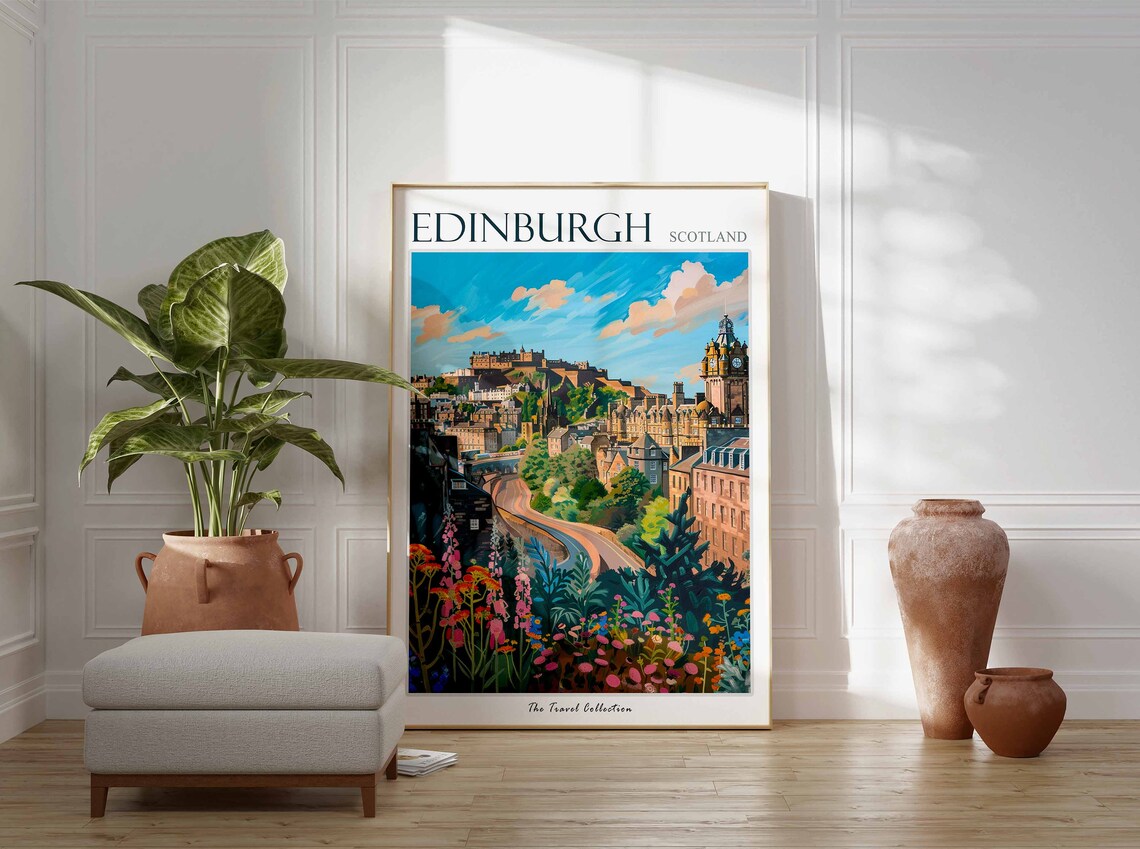 Edinburgh Travel Poster, Scotland Botanical Art Print - Image 2
