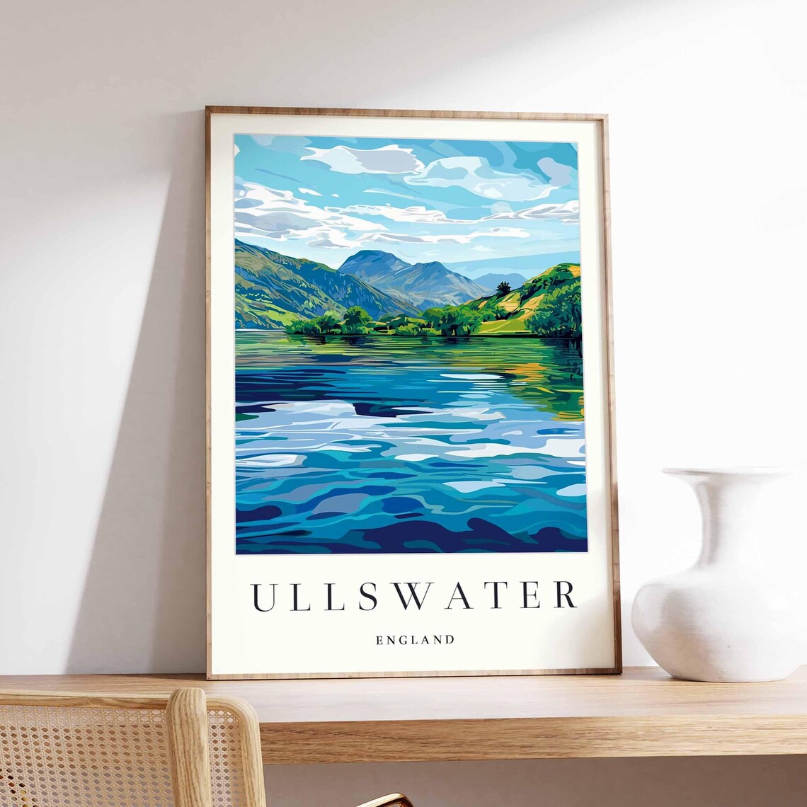 Ullswater England Lake District Sparkling Blue Water Island Poster