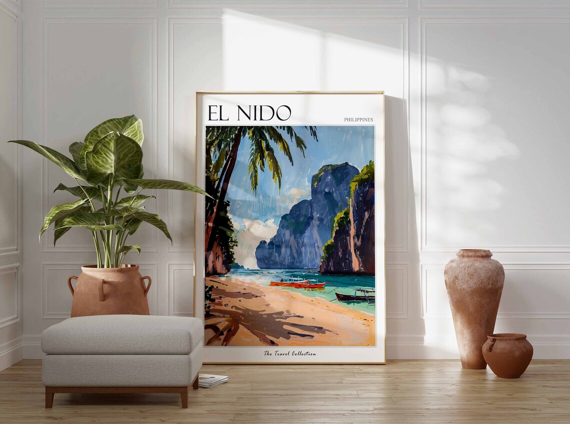 El Nido Philippines Tropical Beach and Limestone Cliffs Poster - Image 3