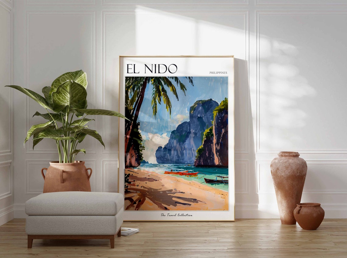 El Nido Poster Philippines Travel Print Filipino Decor Asia Travel Poster Asian Wall Art Sea Print El Nido Gift El Nido Travel Poster - Image 3