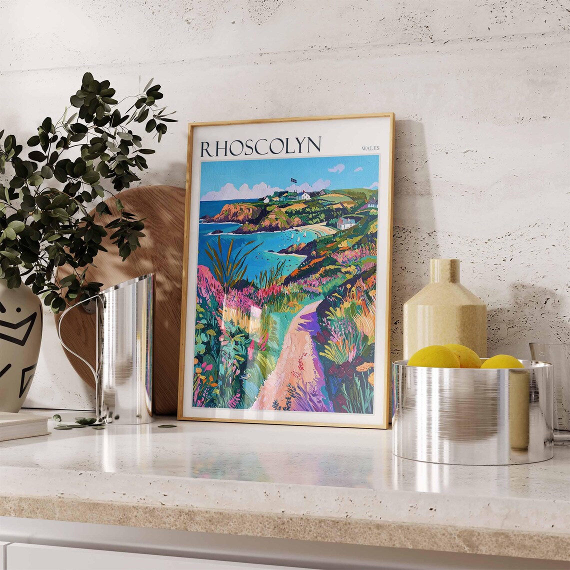 Rhoscolyn Wales Flower Lined Coastal Path To Blue Bay Poster - Image 3