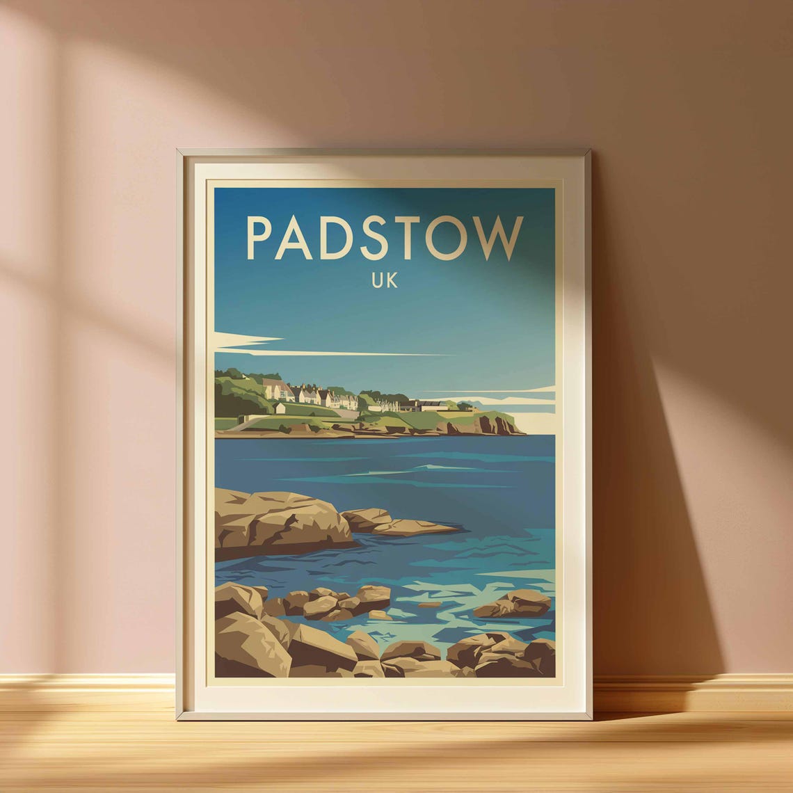 Padstow UK Cornwall Rocky Shoreline Town Retro Travel Poster - Image 3