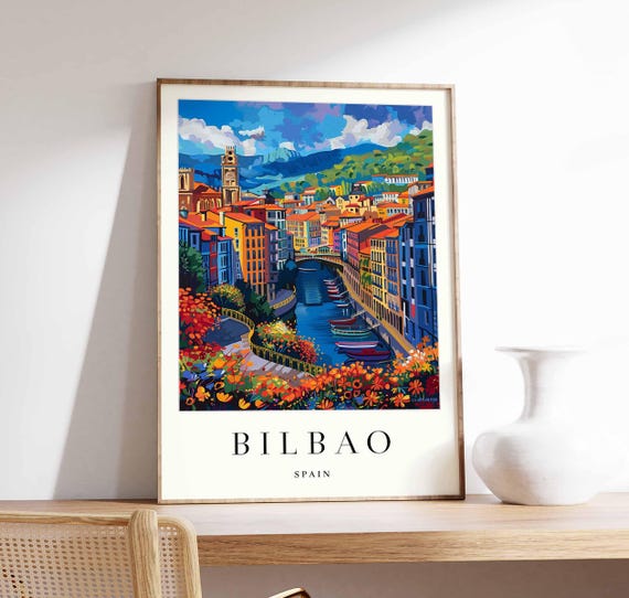Bilbao Poster Spain Print Wall Art Guggenheim Museum Basque Country Skyline Travel