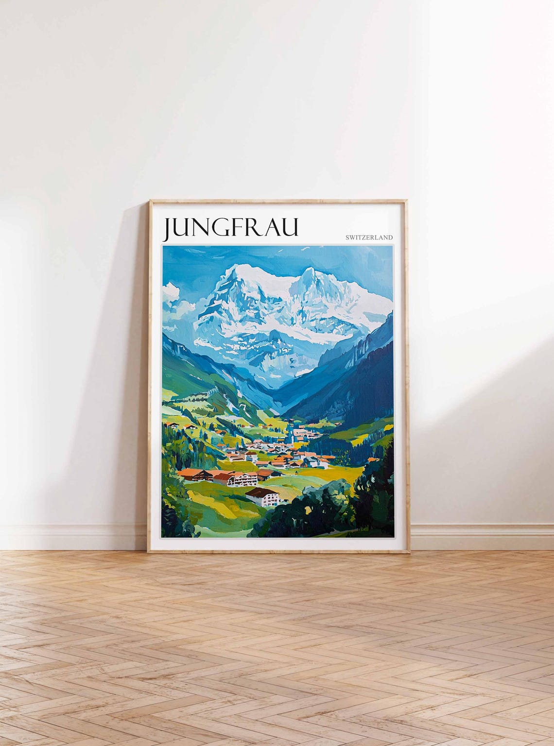 Jungfrau Poster Switzerland Travel Print Swiss Decor Europe Travel Poster European Wall Art Jungfrau Gift Jungfrau Travel Poster - Image 3