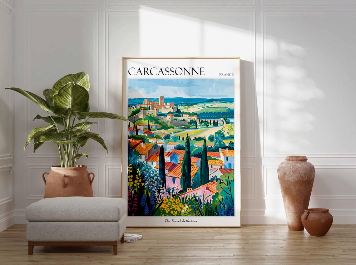 Carcassonne Poster France Travel Print French Decor Europe Travel Poster European Wall Art Carcassonne Gift Carcassonne Travel Poster - Image 2