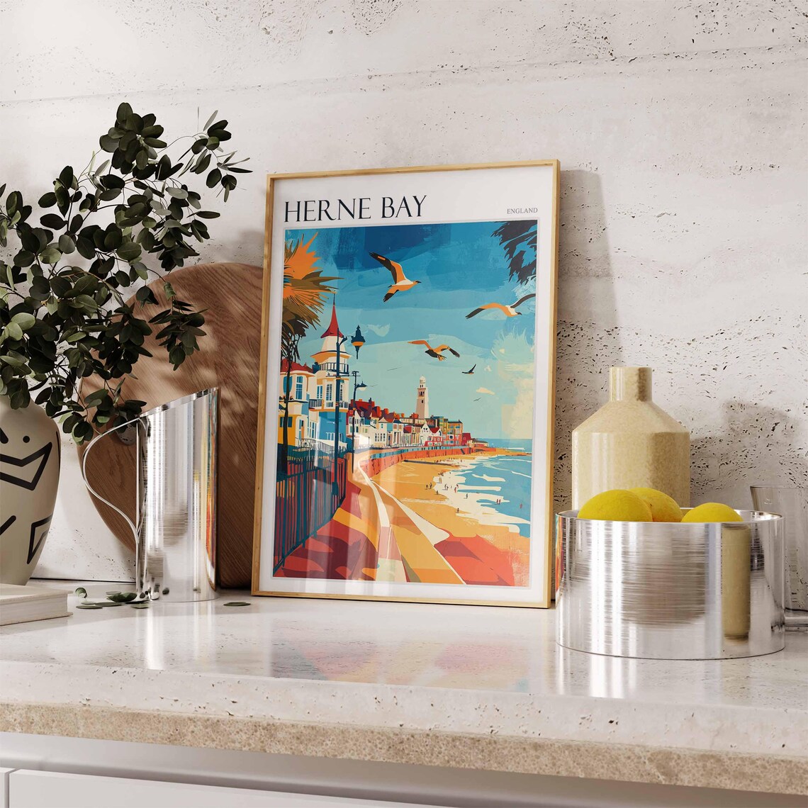 Herne Bay England Golden Beach Promenade Seagulls Boardwalk Poster - Image 2