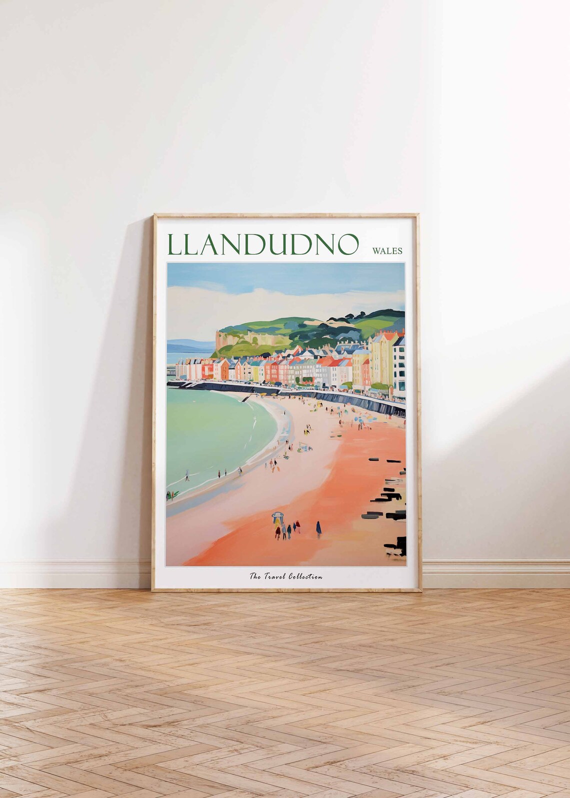 Llandudno Pastel Seafront Promenade Pier Wales Travel Poster - Image 2
