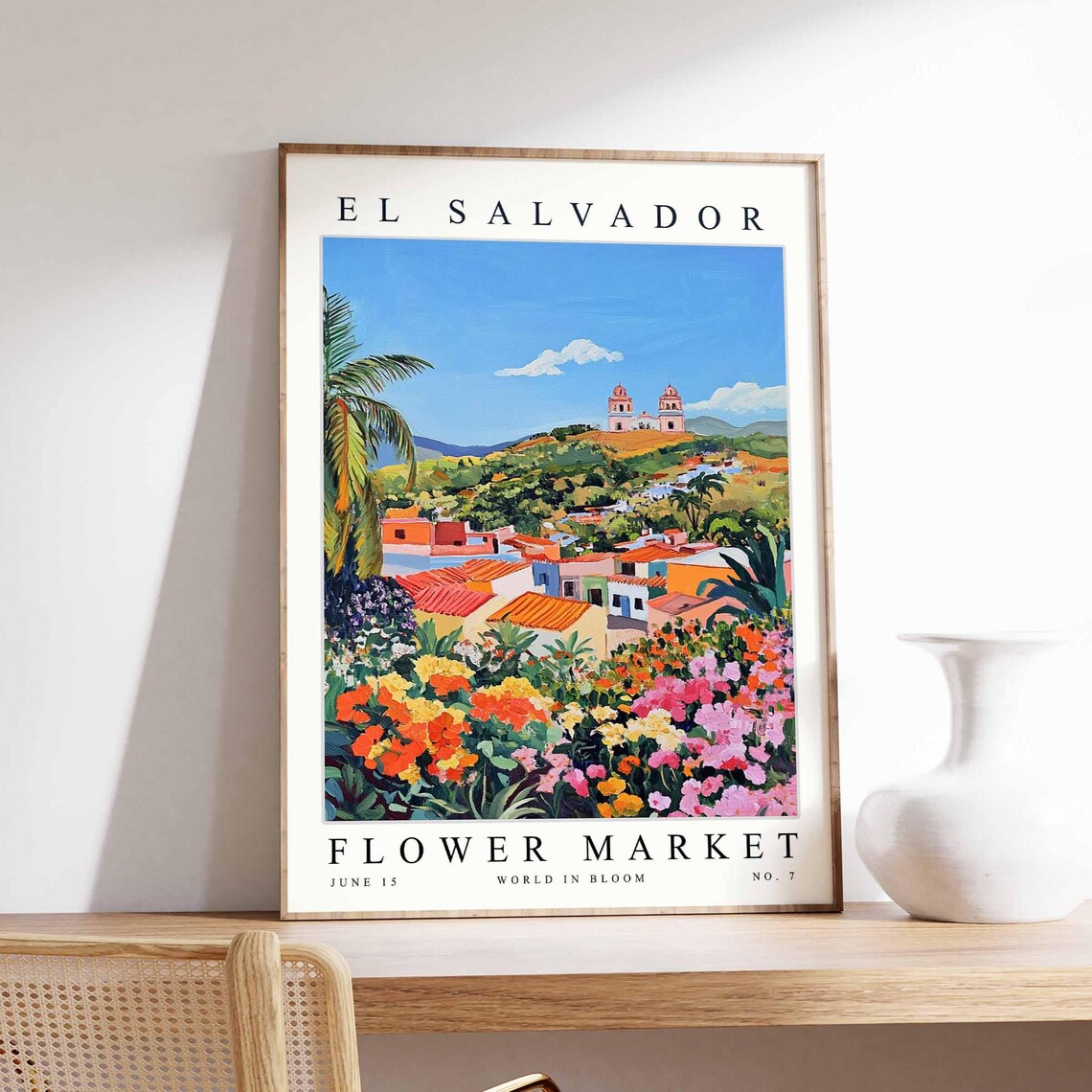El Salvador Flower Market Poster Print Salvadoran Floral Wall Art Decor Botanical Central America Travel