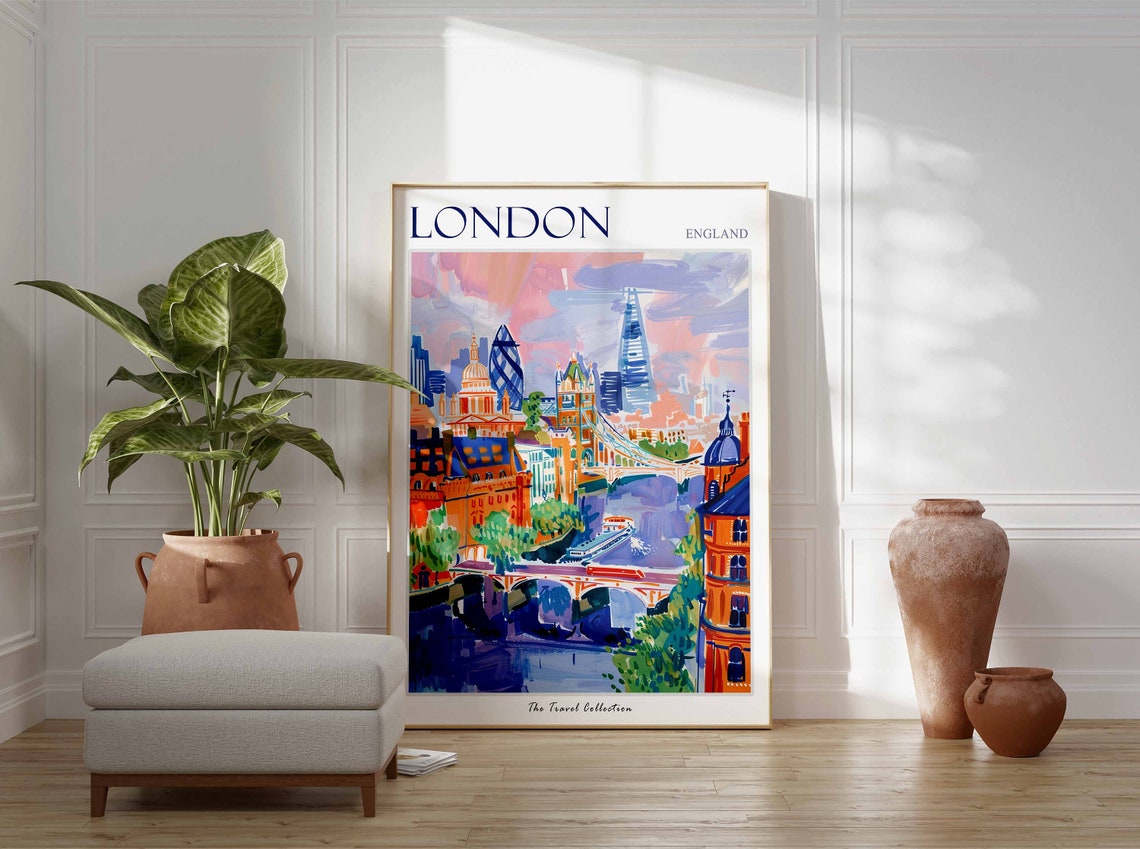 London Poster London Travel Print Tropical Decor City Wall Art British Decor England Travel Print London Gift London Travel Poster - Image 3