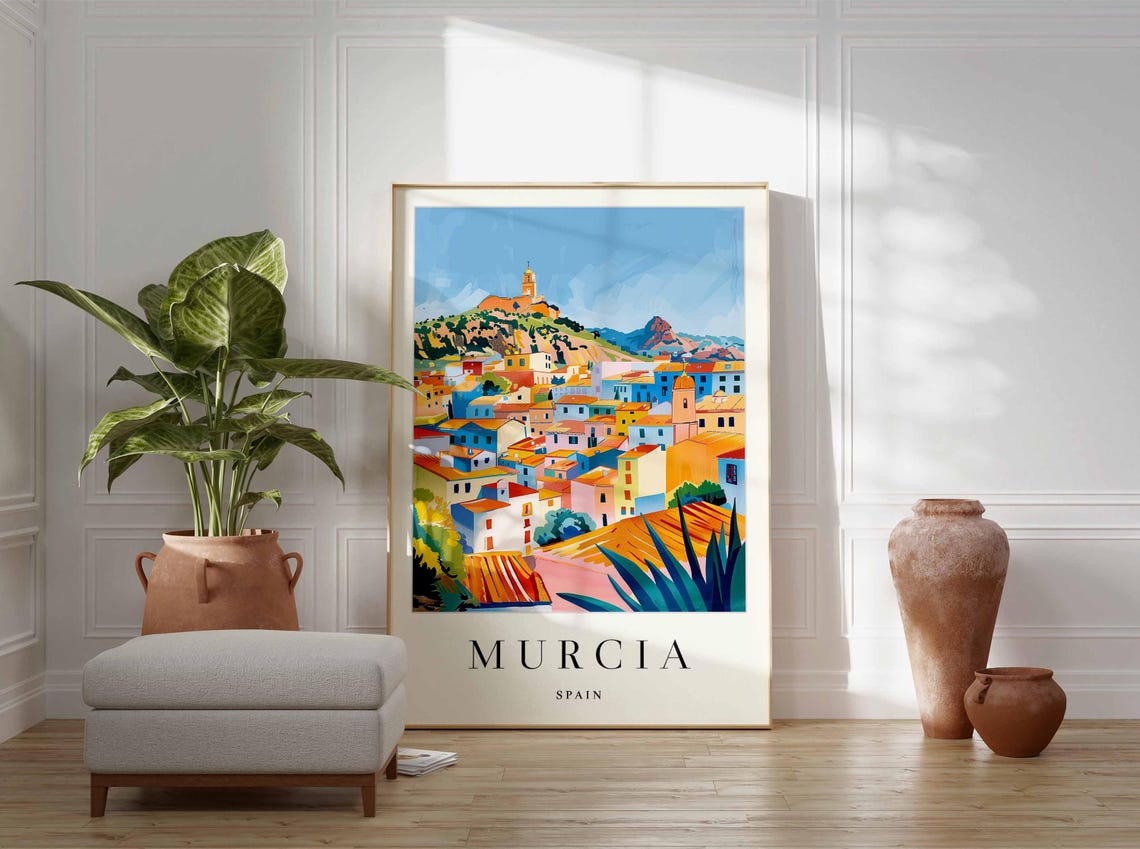 Murcia Spain Hilltop Castle Old Town View Scenic Travel Poster - Image 4