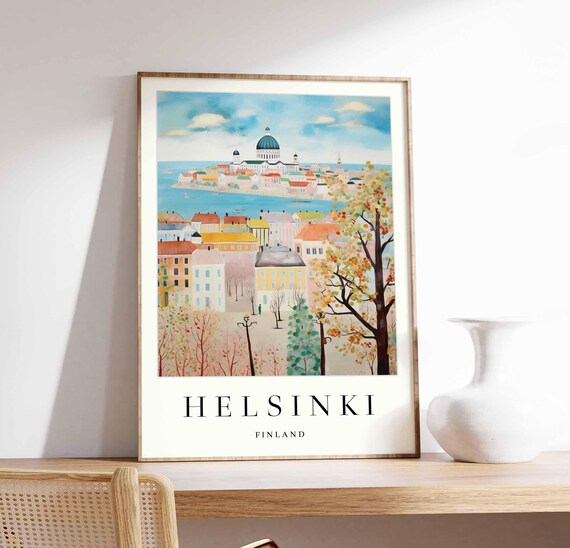 Helsinki Finland Autumn Park Poster Cathedral Seen Through Trees