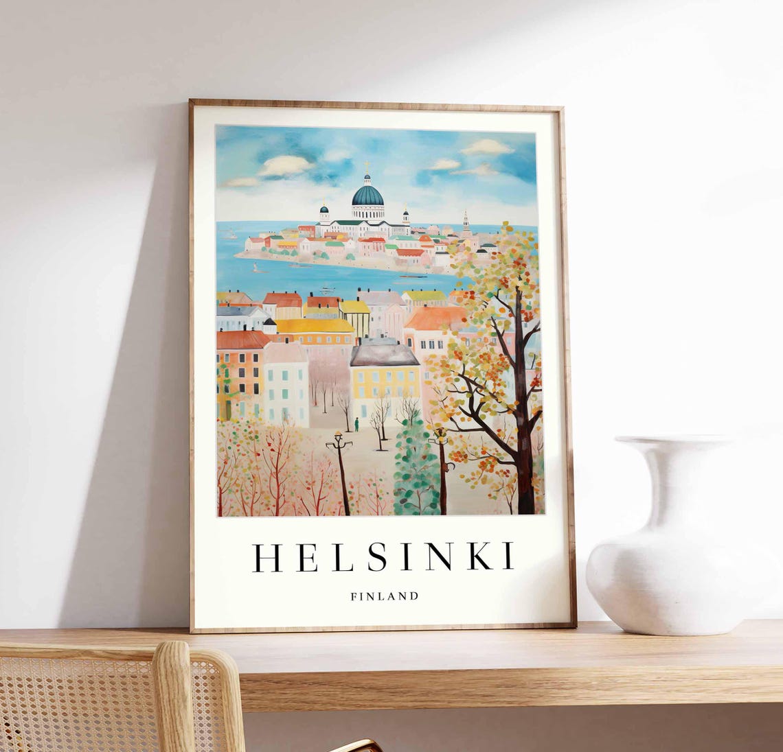 Helsinki Finland Autumn Park Poster Cathedral Seen Through Trees