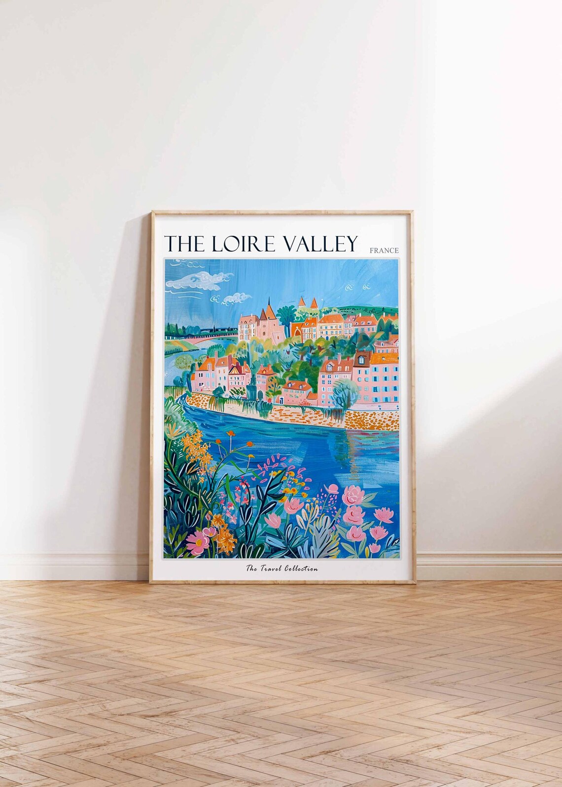The Loire Valley Riverside Town Pink Flowers Meadow France Poster - Image 2