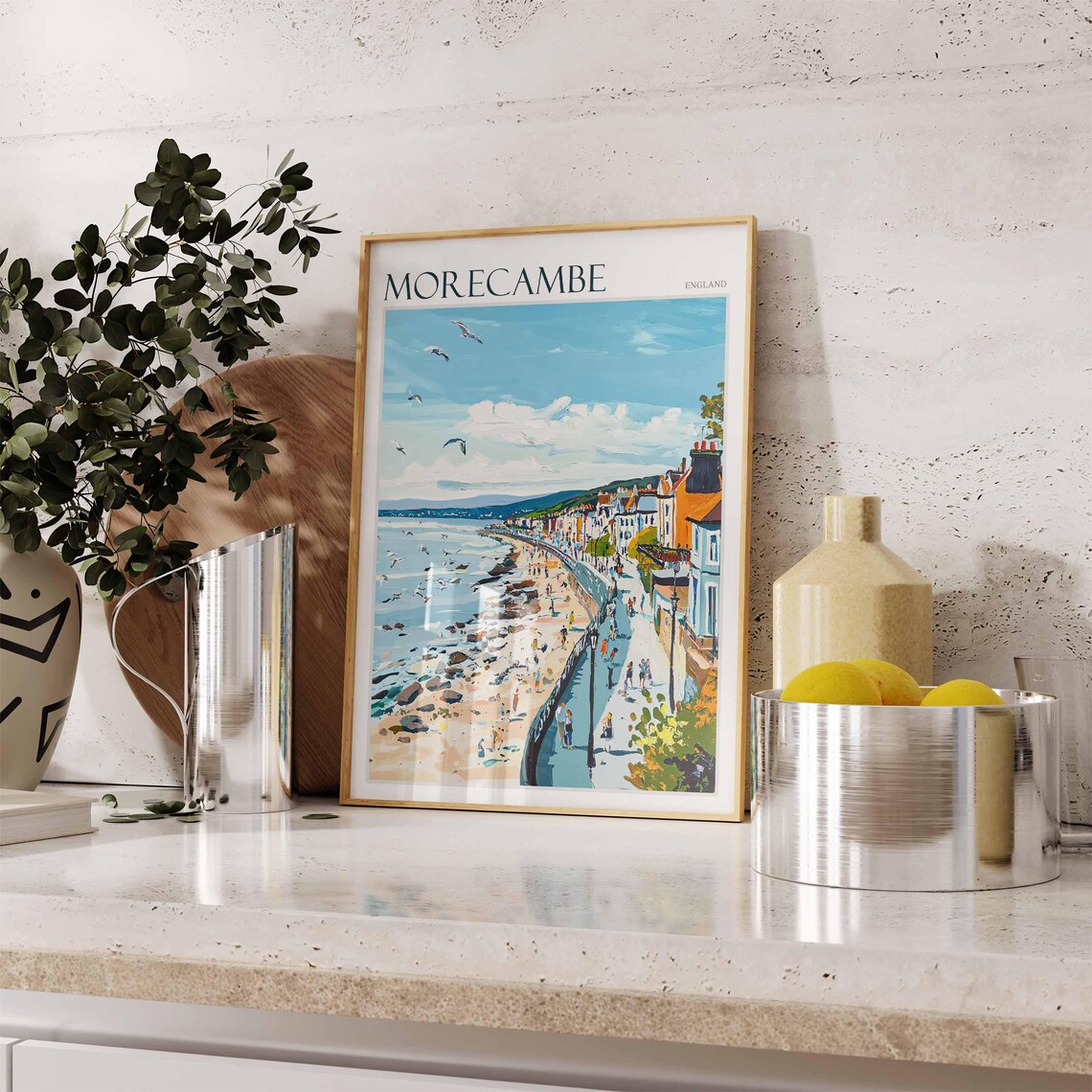 Morecambe Bay Poster England Travel Poster Coastal Wall Art Uk Decor British Home Decor English Riviera Poster Morecambe Travel Print - Image 2