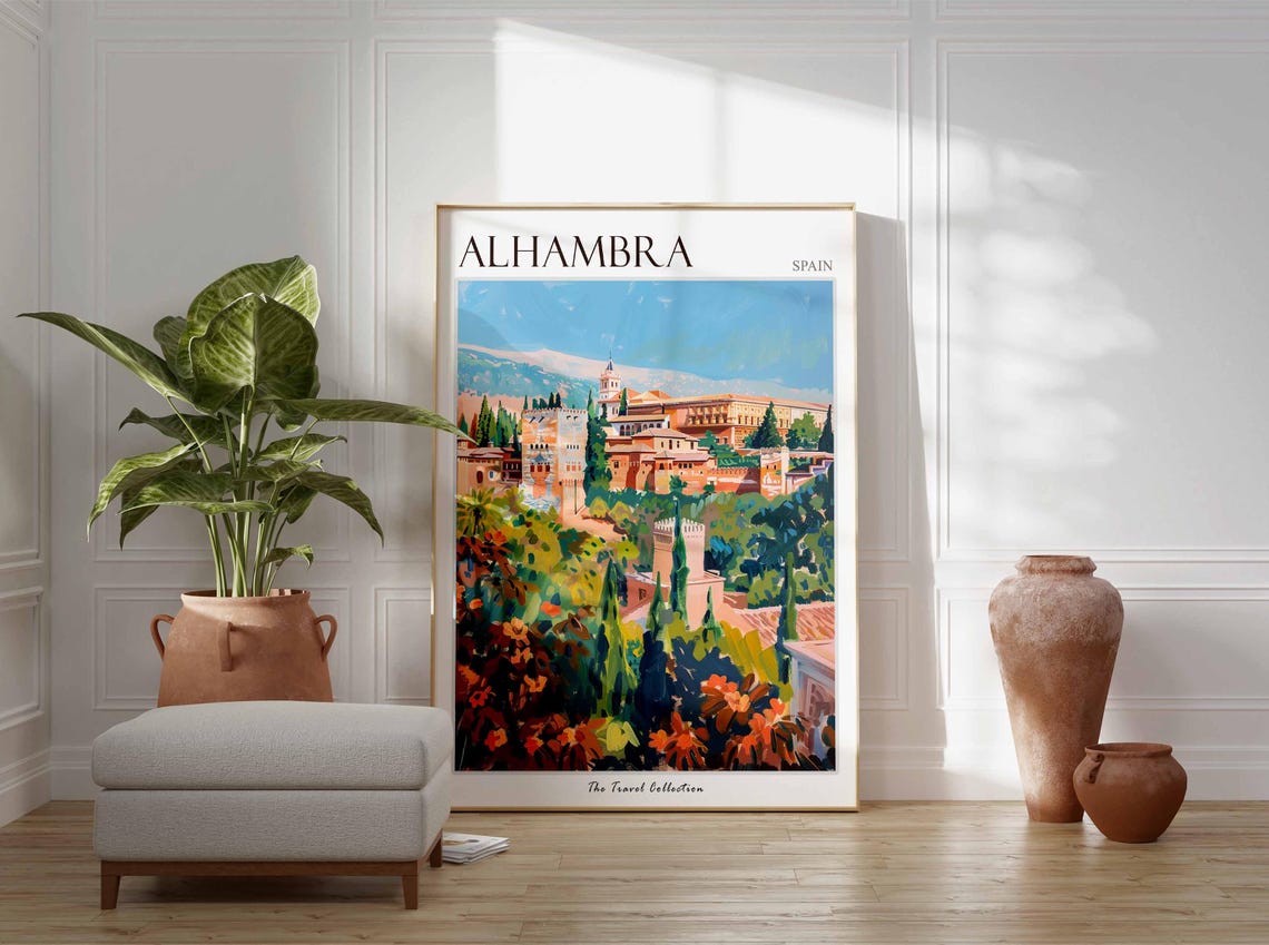Alhambra Poster Spain Travel Print Spanish Decor Europe Travel Poster European Wall Art Alhambra Gift Alhambra Travel Poster - Image 3