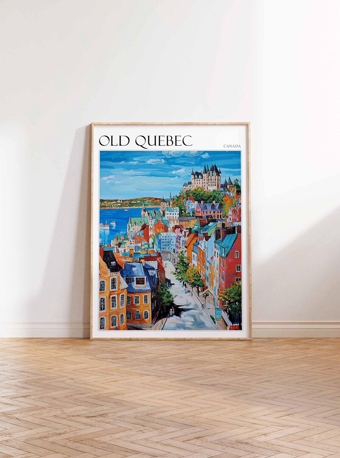 Old Quebec Canada Vibrant Old Town Street Leading to the Castle Poster - Image 2