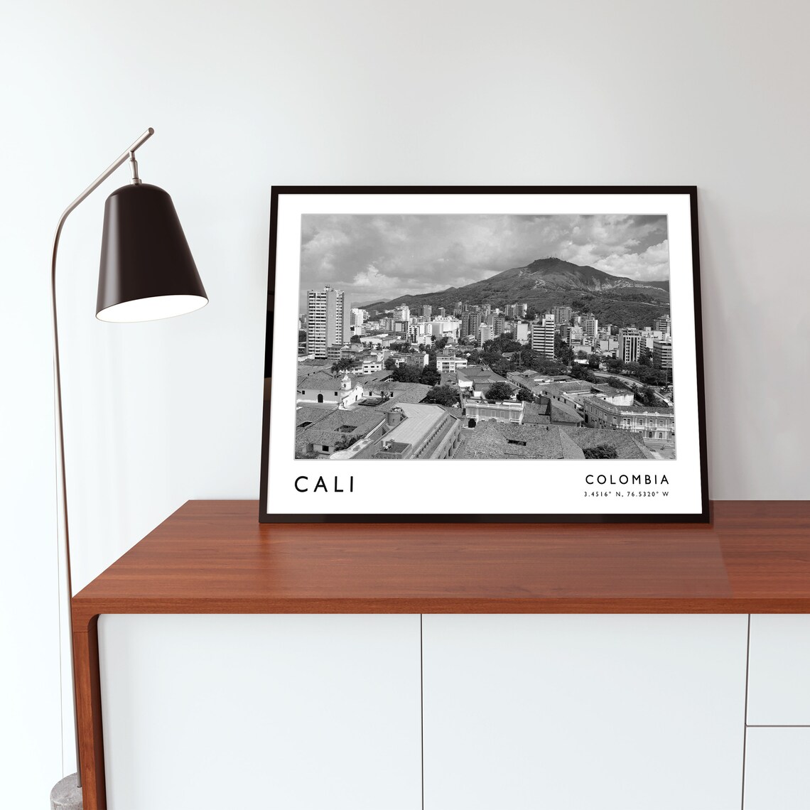 Cali Colombia Black And White City Mountain Photo Travel Poster - Image 3