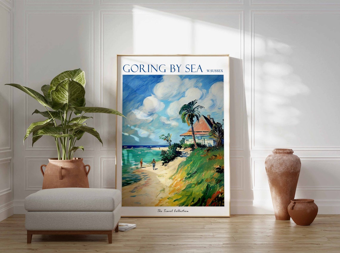 Goring By Sea Poster Goring By Sea Travel Print West Sussex Travel Poster British Decor Tropical Decor Sea Print Goring By Sea Gift - Image 3