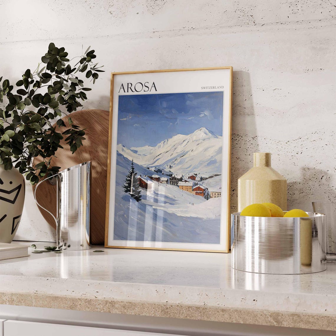 Skiing Travel Poster Arosa Poster Arosa Print Arosa Ski Print Skiing Art Mountain Decor Arosa Travel Print Winter Ski Art Arosa Art - Image 2