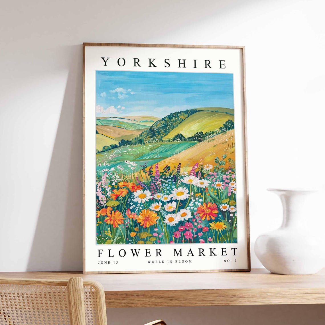 Yorkshire England Flower Market Wildflower Meadow Art Poster