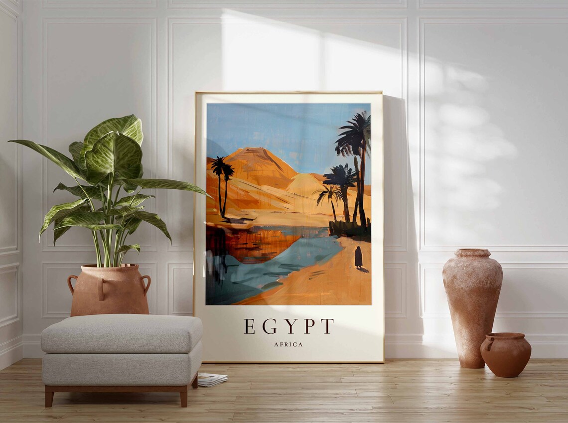 Egypt Poster Egypt Travel Print Africa Wall Art African Travel Print Tropical Decor Countryside Art Egypt Gift Egypt Travel Poster - Image 3