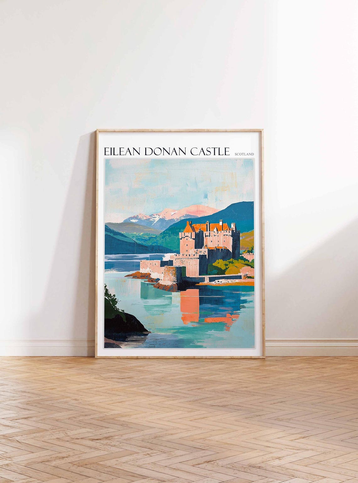 Eilean Donan Castle Scotland Calm Water Reflection Oil Painting Poster - Image 3