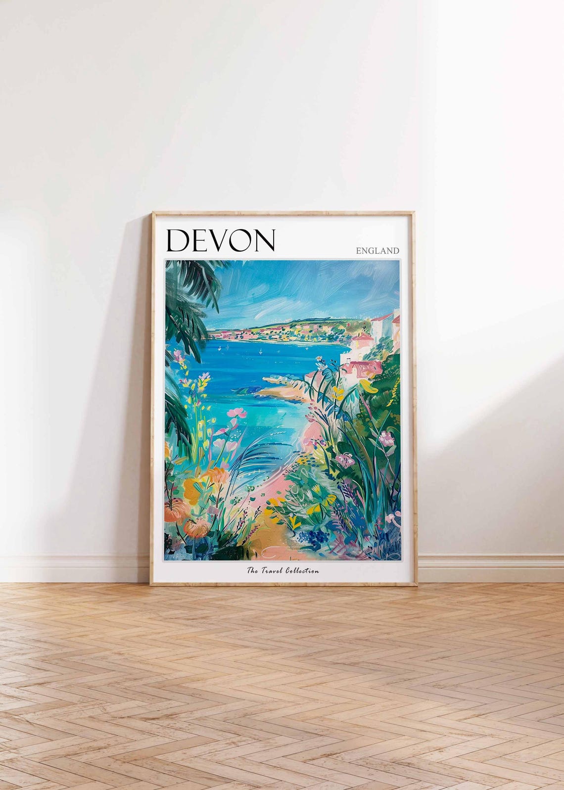 Devon England Seaside Cove Wildflowers Beach Painting Poster - Image 2