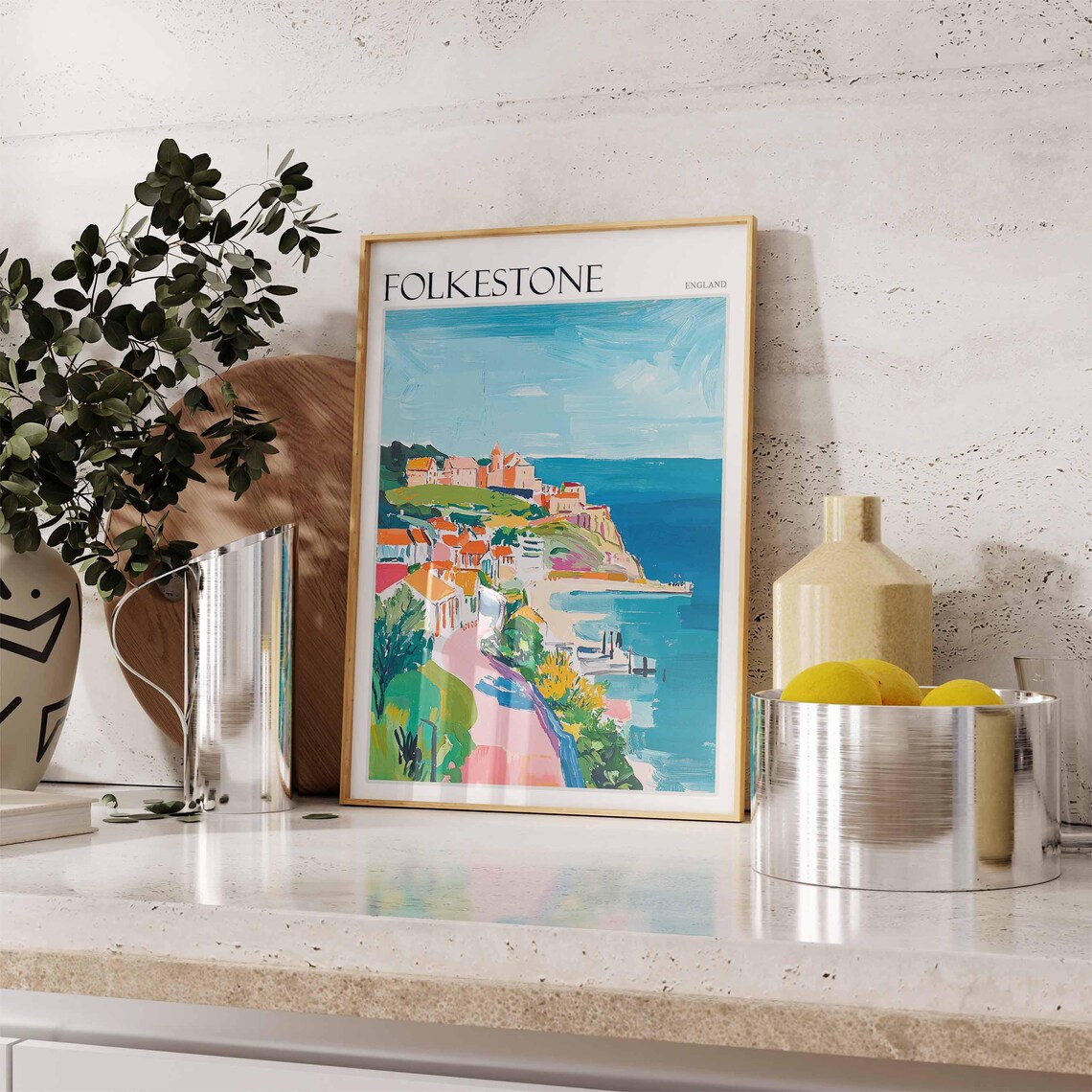 Folkestone Poster England Travel Poster Seaside Poster Coastal Wall Art British Home Decor Uk Travel Poster English Coastal Town - Image 2