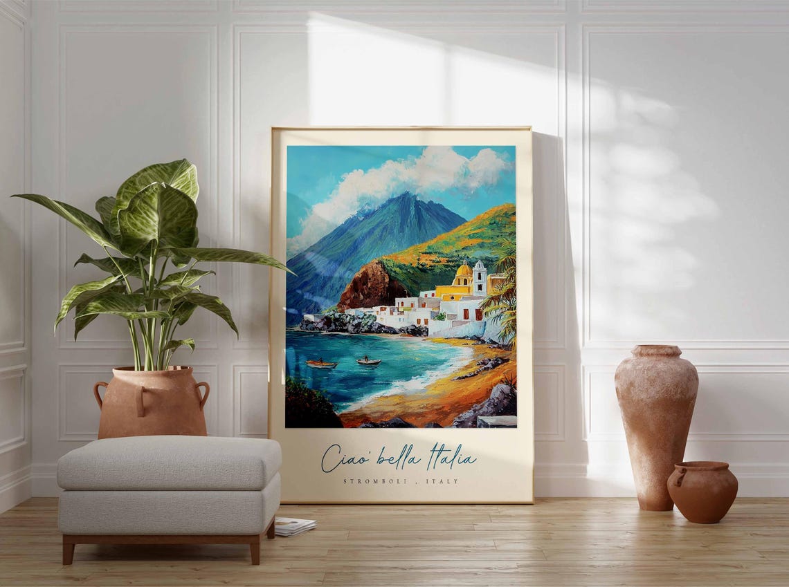 Stromboli Poster Italian Travel Print Stromboli Travel Art Stromboli Wall Art Italy Art Italy Travel Decor Italian Travel Gift - Image 3