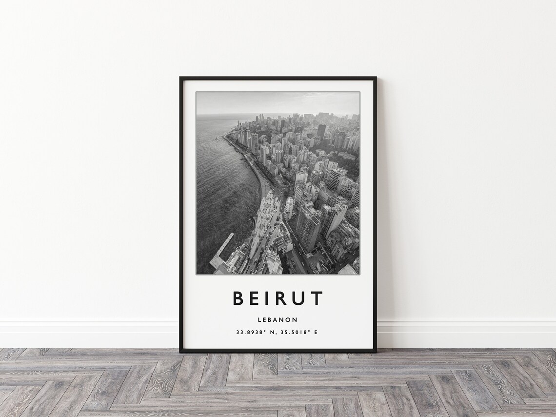 Beirut Travel Poster, Black and White Travel Art - Image 3