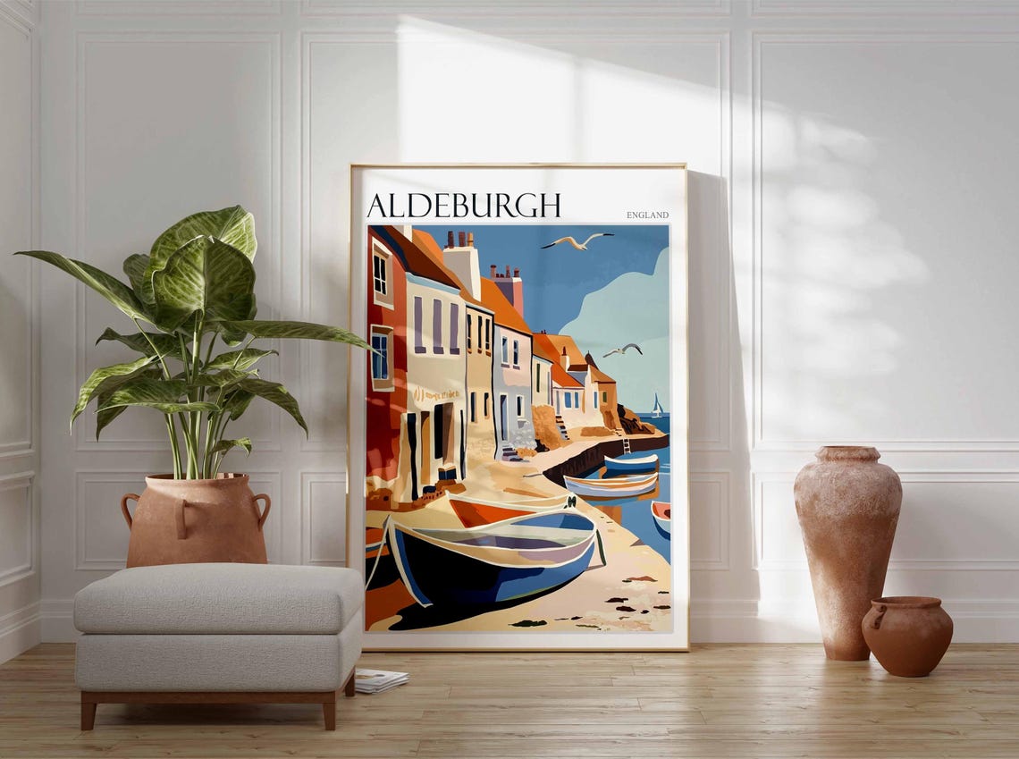 Aldeburgh Sunset Boats Harbour Wall Warm Glow Suffolk Poster - Image 3