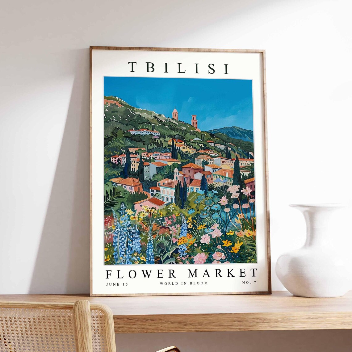 Tbilisi Flower Market Mountain Town Delphinium Garden Poster