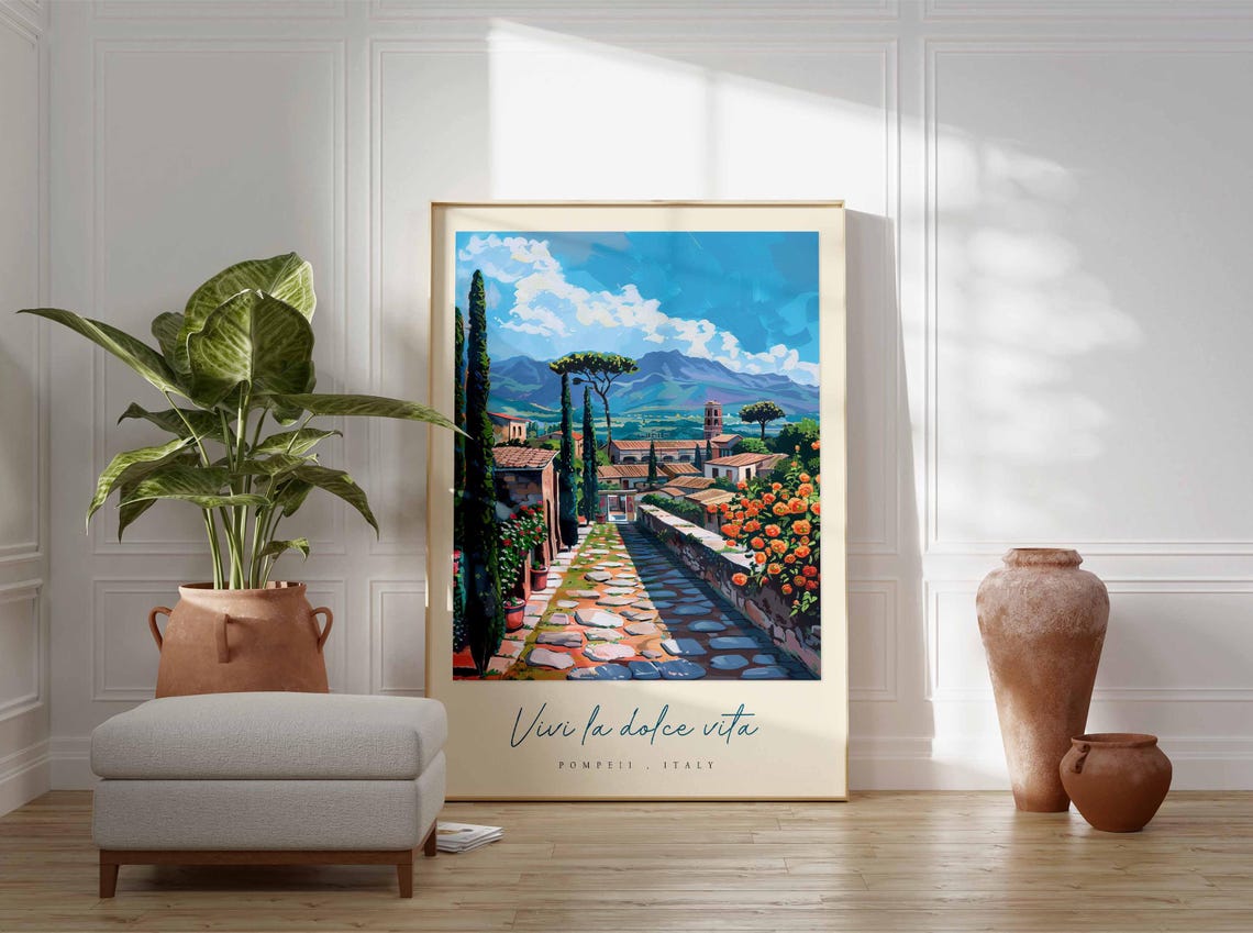 Pompeii Poster Italian Travel Print Pompeii Travel Art Pompeii Wall Art Italy Art Italy Travel Decor Italian Travel Gift - Image 3