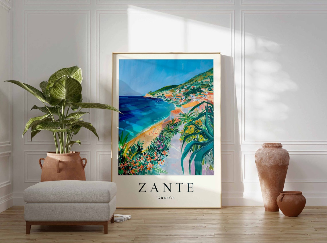 Zante Poster Zante Travel Print Greece Wall Art Greek Travel Print Europe Decor Sea Print Zante Gift Zante Travel Poster - Image 3