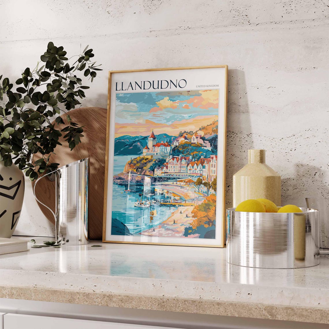Llandudno Poster Wales Poster Uk Travel Print Coastal Wall Art British Decor Wales Travel Print Beach House Decor Llandudno Wales Art - Image 2