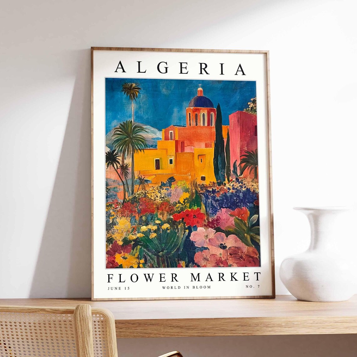 Algeria Golden Domed Church Flower Beds Bold Color Bloom Poster