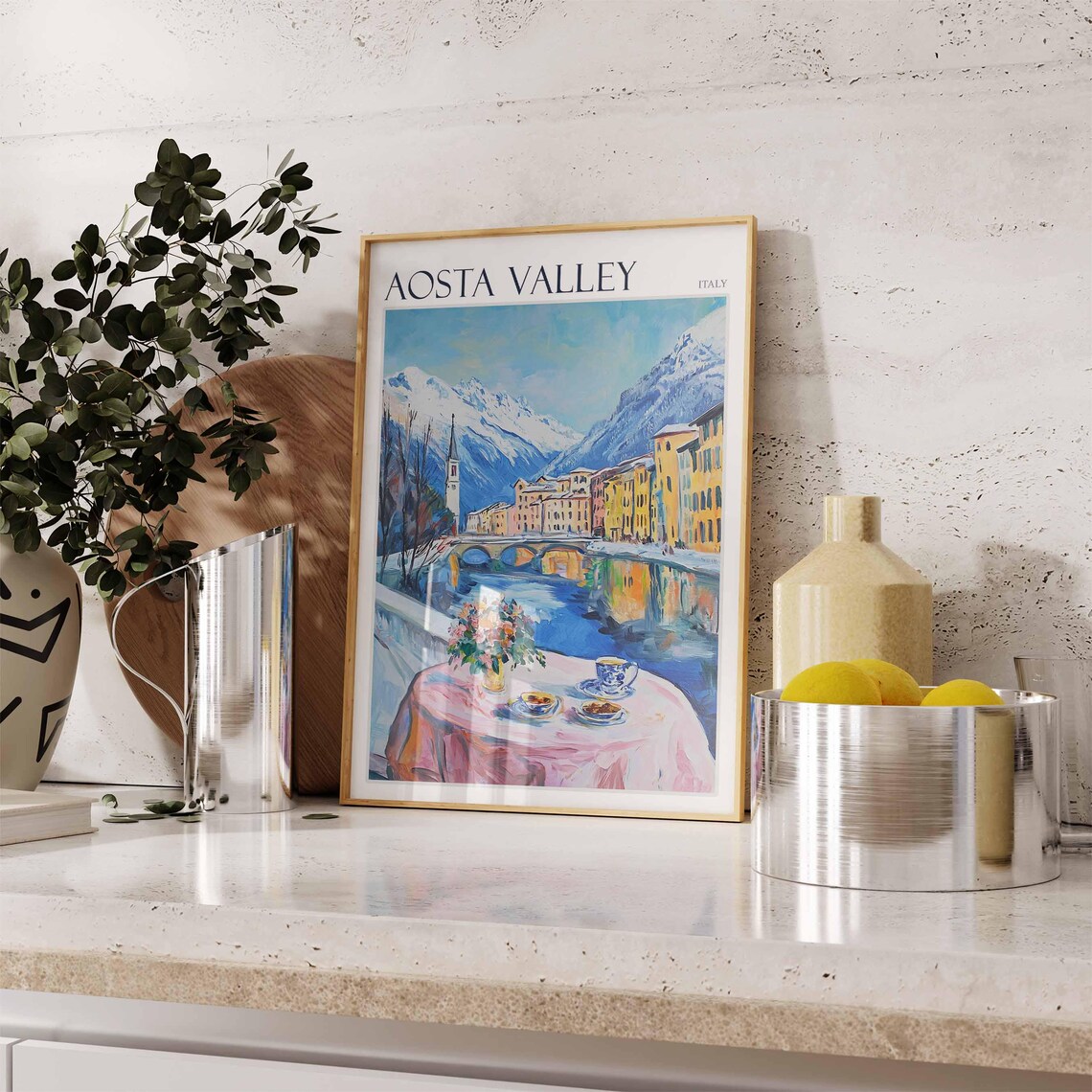 Aosta Valley Poster Italian Alps Print Mountain Wall Art Ski Decor Italy Poster Alpine Art Winter Art European Art Aosta Valley Art - Image 2