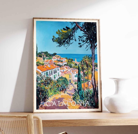 Catalonia Travel Poster, Spain Landscape Decor