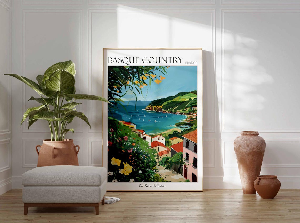 Basque Country Poster France Travel Print French Decor Europe Travel Poster European Wall Art Basque Country Travel Poster - Image 3