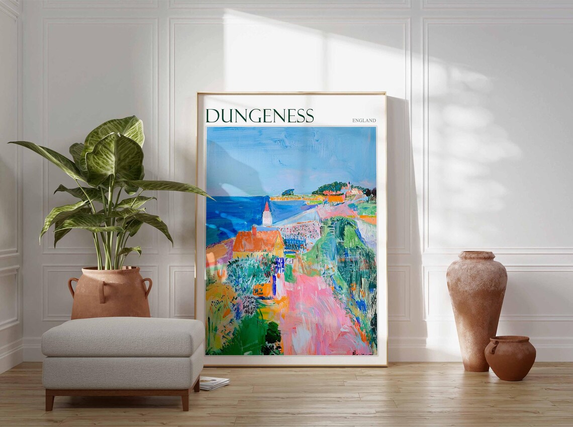 Dungeness England Abstract Expressionist Seaside Village Artwork Poster - Image 3