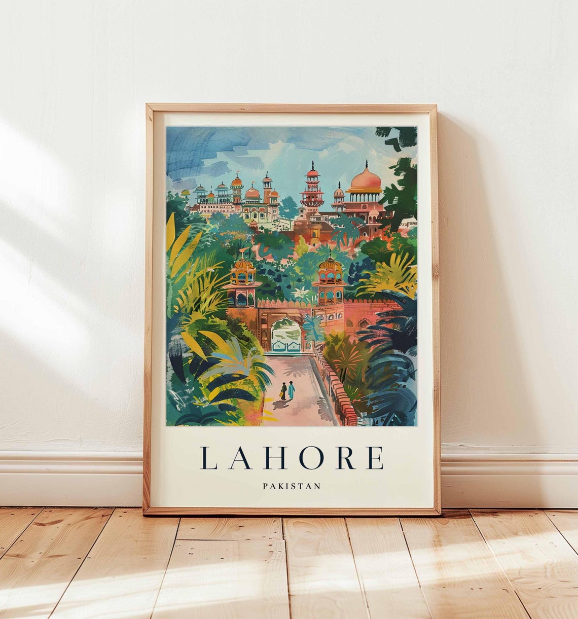 Lahore Pakistan Mughal Palaces Tropical Gardens Watercolor Poster