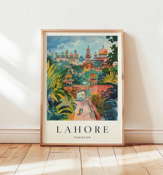 Lahore Pakistan Travel Poster Mughal City Art Print
