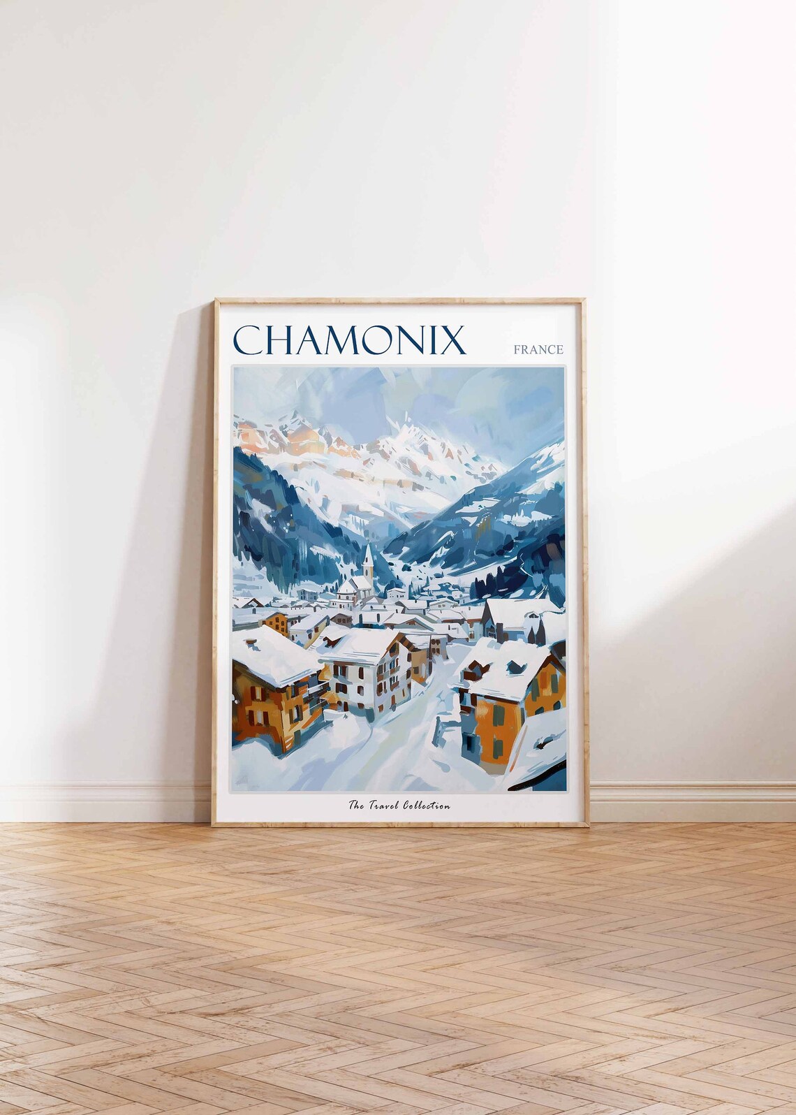 Chamonix France Snowy Alpine Village Mountain Peak Travel Poster - Image 2