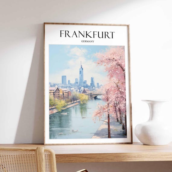 Frankfurt Germany Skyline Poster Vintage City Wall Art