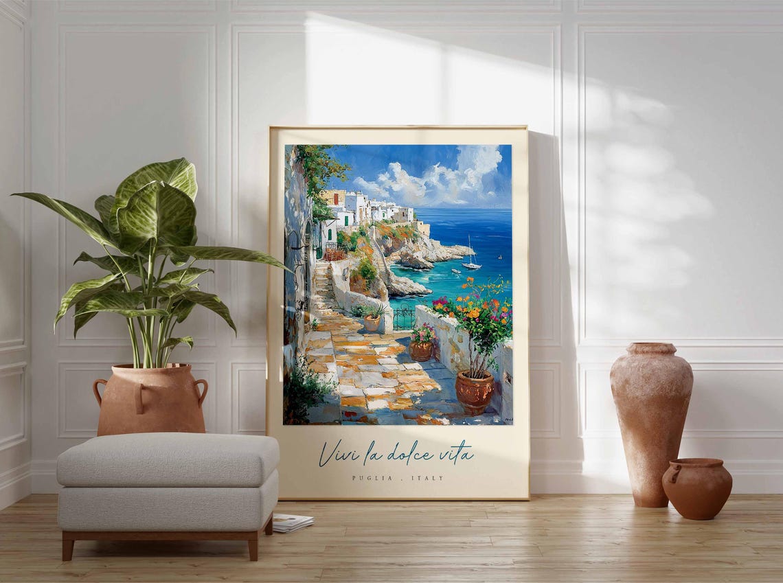 Puglia Poster Italian Travel Print Puglia Travel Art Puglia Wall Art Italy Art Italy Travel Decor Italian Travel Gift - Image 3
