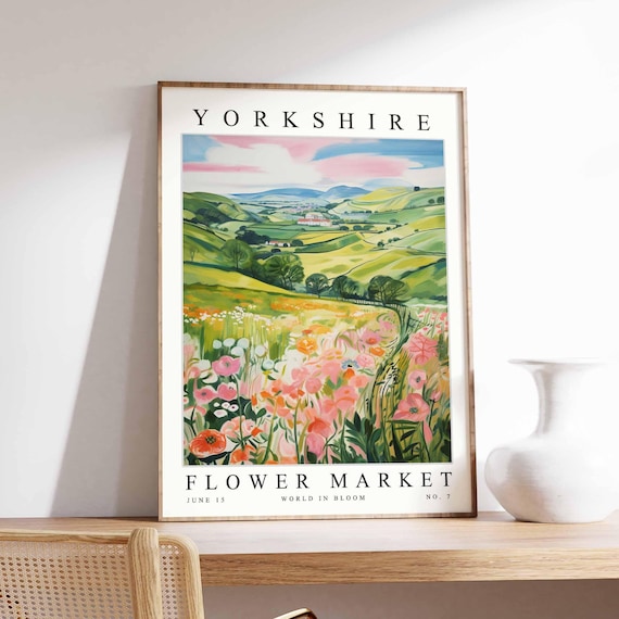Yorkshire Flower Market Poster English Floral Botanical Print