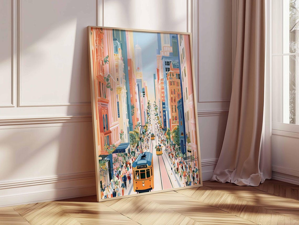 Melbourne Cityscape Poster Modern Australia Travel Art