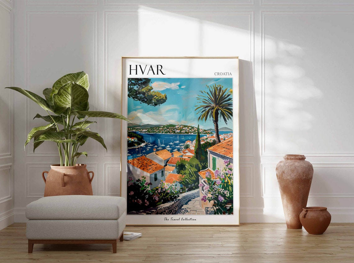 Hvar Poster Croatia Travel Print European Decor Europe Travel Poster Hvar Wall Art Sea Print Hvar Gift Hvar Travel Poster - Image 3