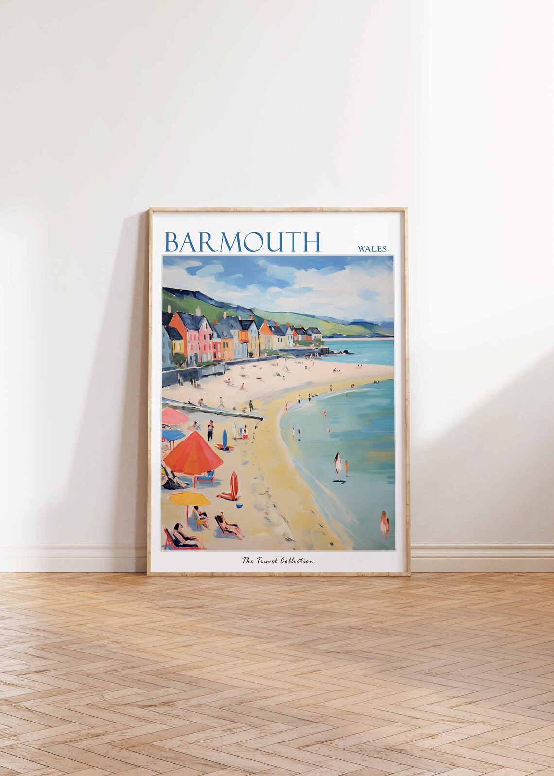 Barmouth Wales Seaside Beach Colorful Houses Travel Art Poster - Image 2