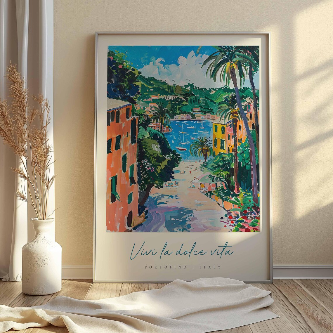 Portofino Italy Beach Path Through Palms Vivi La Dolce Vita Poster - Image 2